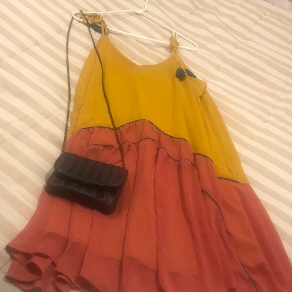 Mustard Rose & Teal Summer Dress & Purse Combo